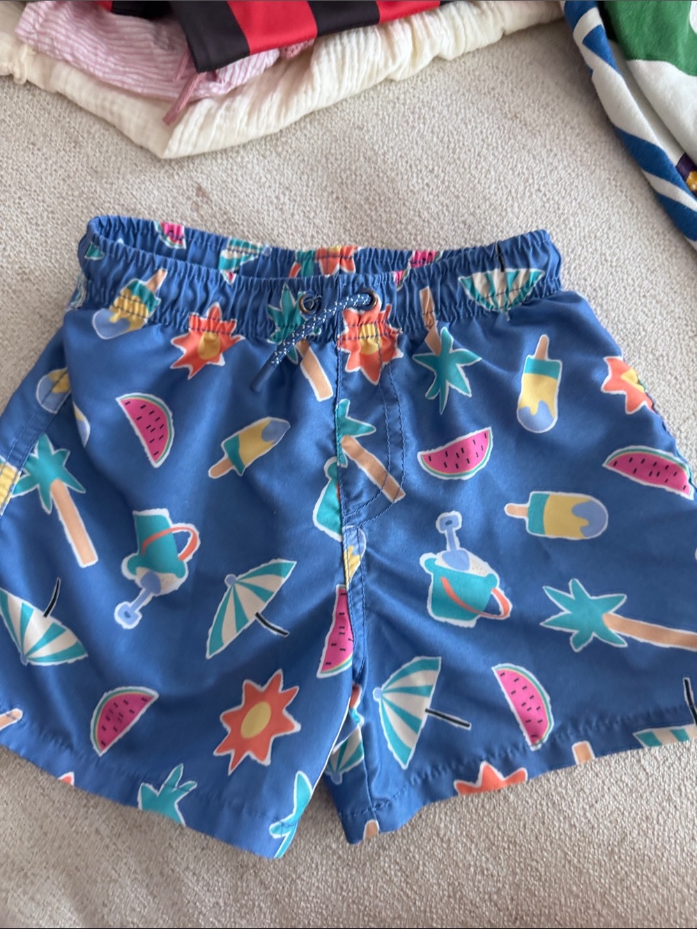 Zara Boys Blue Kids Swim Shorts with Tropical Summer Print